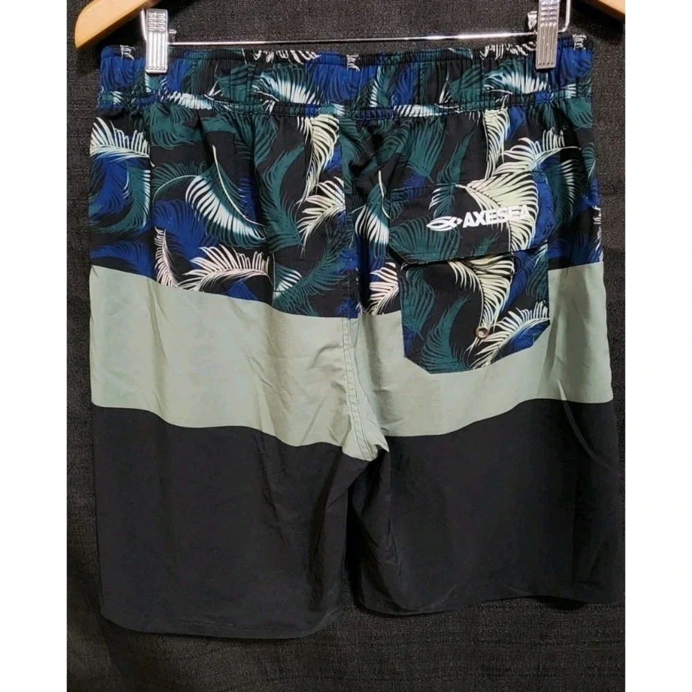 AXESEA Men's Surf Swim Trunks Quick Dry Tropical Swim‎ Shorts Pockets Sz 34 New